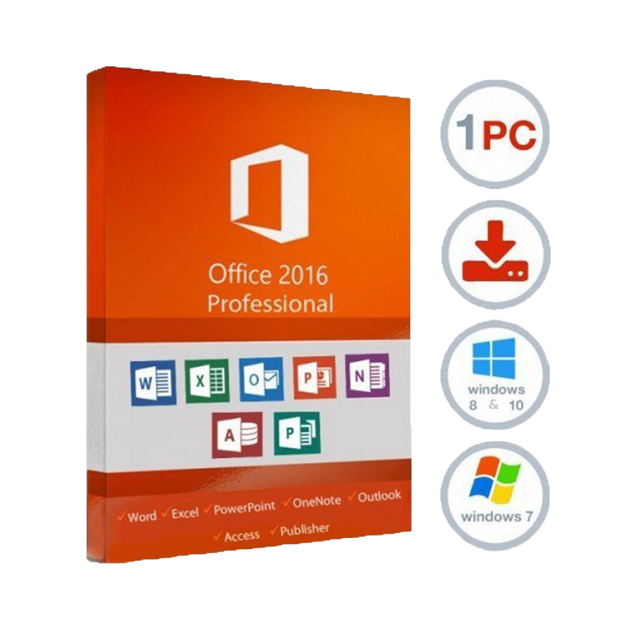 Microsoft office professionnel 2016 plus version complète / 1 pc / 1 clé / livré par e-mail / uniquement pour Windows