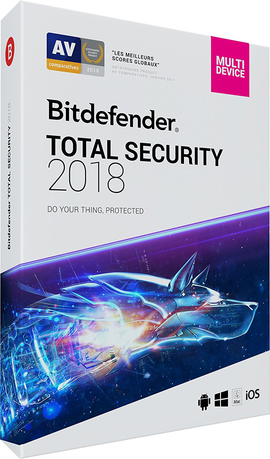 Bitdefender Total Security 2018 - 2 ans - 10 Appareils pour PC/MAC/Android/iOS