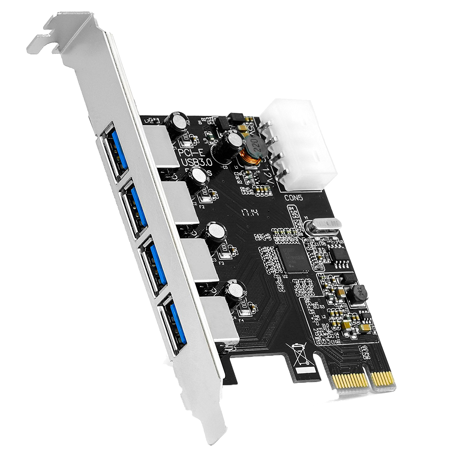 CSL – USB 3.0 Carte contrôleur PCI Express 4 ports (Super Speed) | carte interface USB 3.0 | nouveau modèle / nouveau pilote | HUB USB interne | compatible Windows 10