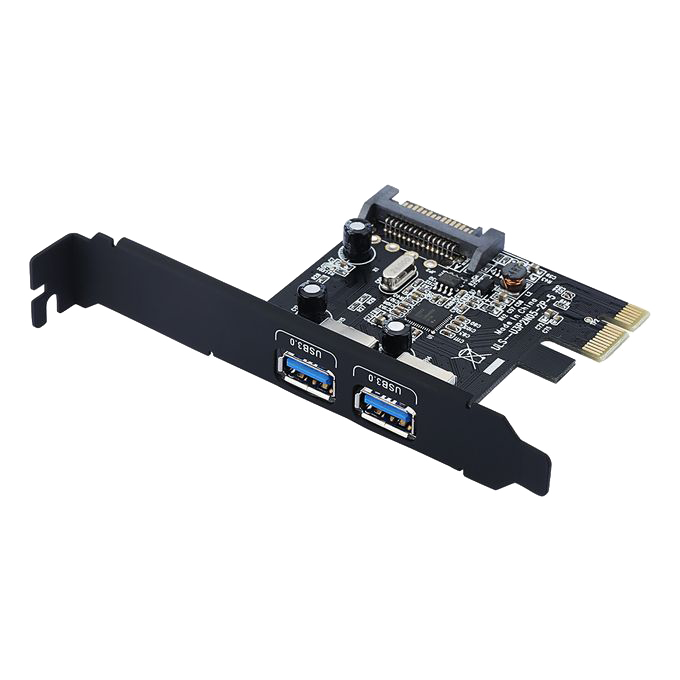 PRODUITS GENERIQUES PCI Express à SuperSpeed USB 3.0 Carte D'extension à 2 Ports Avec Connecteur D'alimentation 5 Broches à 4 Broches Pour Ordinateurs De Bureau - Argent